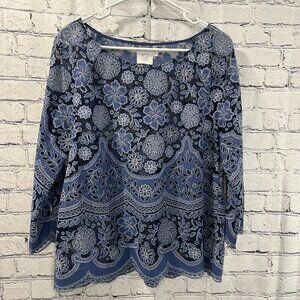 Ladies HD in Paris lace overlay blouse Size 12